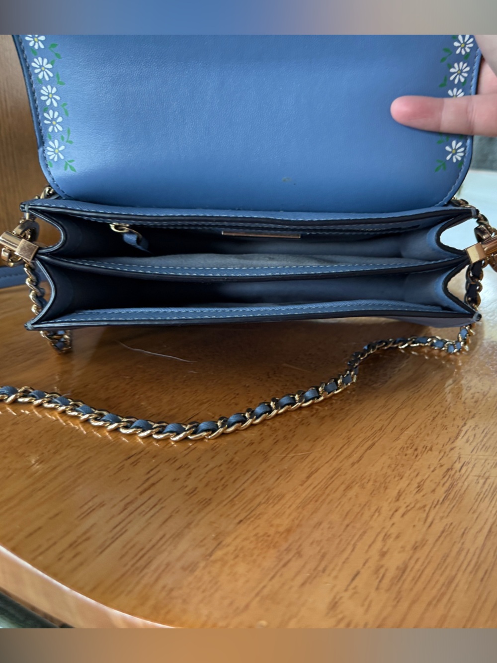 Tory Burch Slate Blue Saffiano Chain Crossbody - Picture 5 of 6